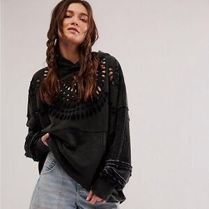 Free People Black Distressed Hoodie